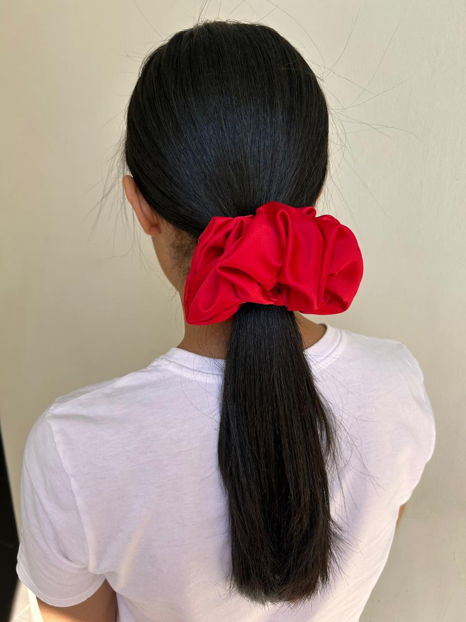 Large Red Satin Scrunchie