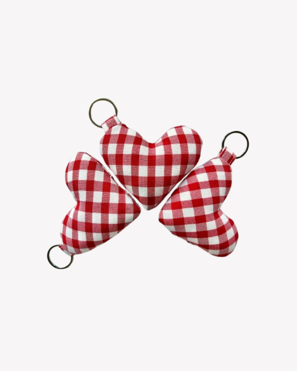 Red Gingham Heart Keychain