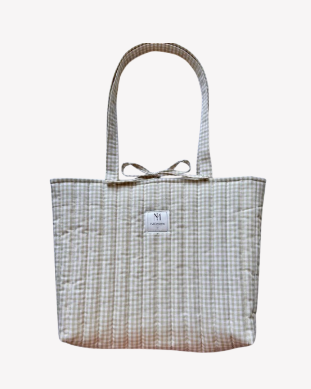 Beige Gingham Tote Bag
