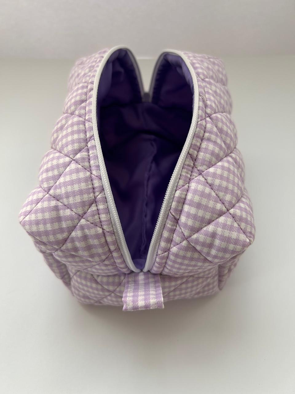 Purple Gingham Box Pouch