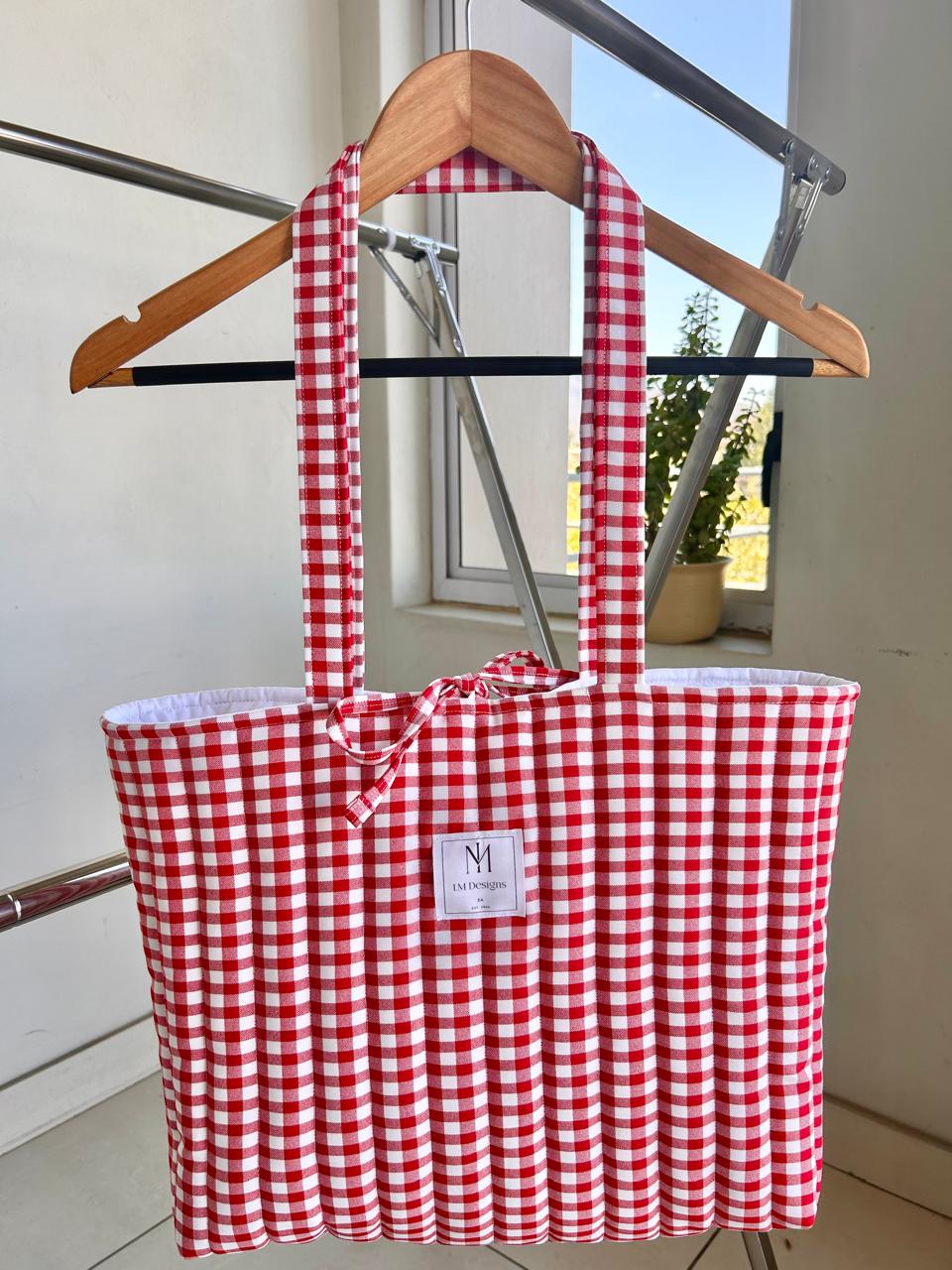Red Gingham Tote Bag
