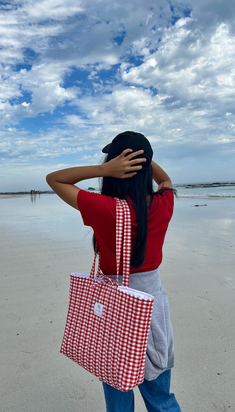 Red Gingham Tote Bag